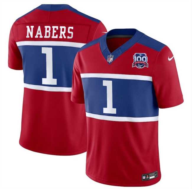 Men & Women & Youth New York Giants #1 Malik Nabers Red 2024 F.U.S.E. Alternate 100TH Season Patch Vapor Untouchable Limited Stitched Jersey->new york giants->NFL Jersey